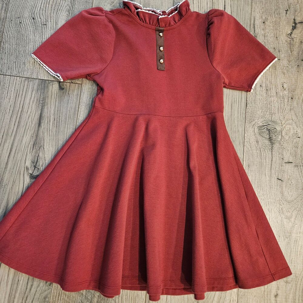 Janie and Jack Maroon Short Sleeve Dress Size 6